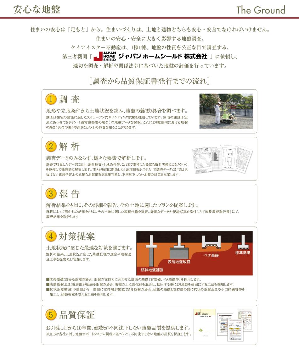 Construction ・ Construction method ・ specification. Abode of peace of mind from the "feet". House building is safe both land and buildings ・ It must be a peace of mind.