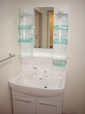 Washroom. Convenient shampoo dresser in a busy morning