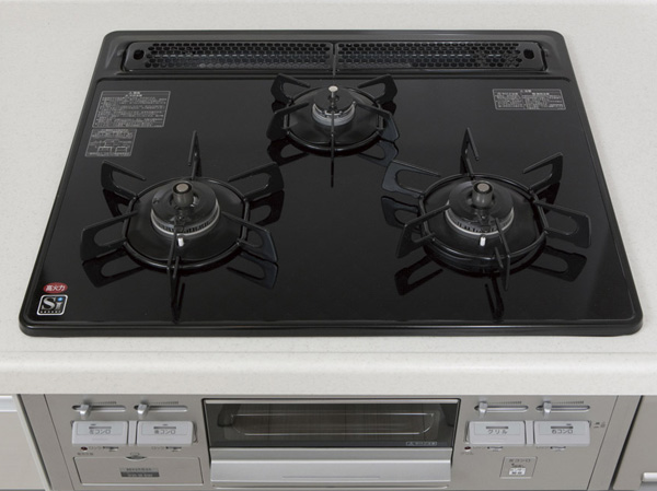 Kitchen.  [Glass top 3-burner stove] It has adopted the easy-to-use glass top 3 burner stove that combines the functionality and design. To clean, It is just a simple wipe quickly.