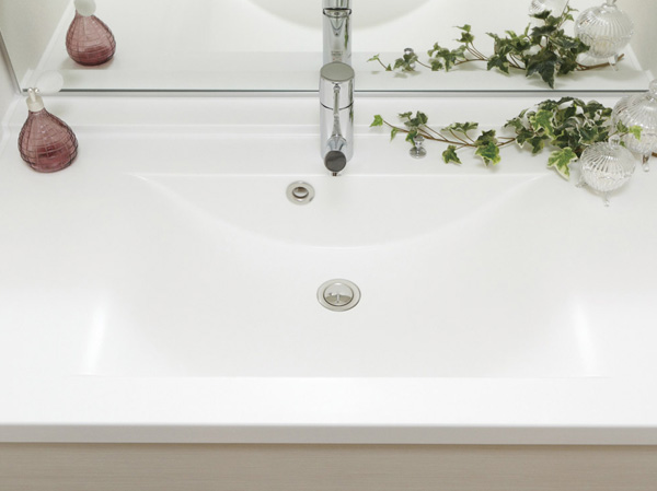 Bathing-wash room.  [Bowl-integrated counter] Counter top and sink bowl of integrally formed, Beautiful and it looks because there is no joint, Cleaning is easy.