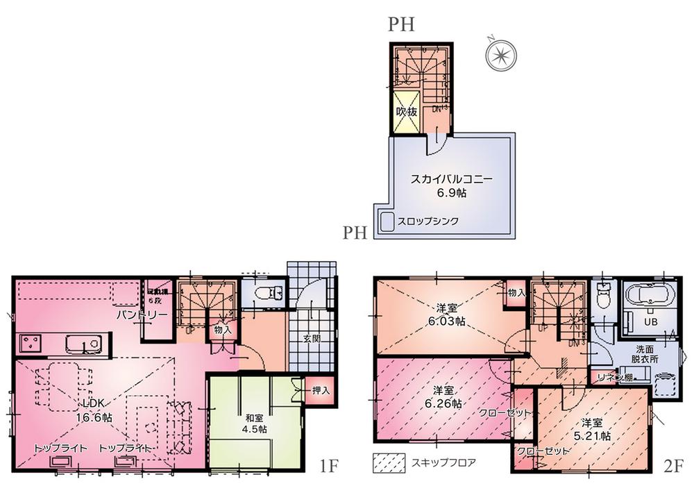 Floor plan. 35,800,000 yen, 4LDK, Land area 104.07 sq m , Building area 98.62 sq m site area: 104.07 sq m Building area: 98.62 sq m Car space 2 cars