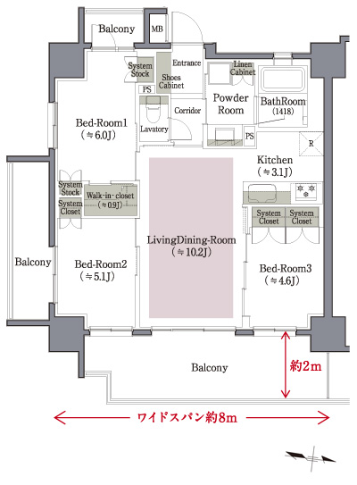 Floor: 3LDK + W, the occupied area: 70.15 sq m, Price: TBD