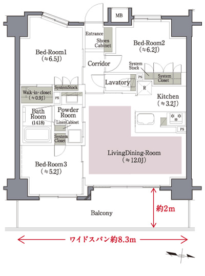 Floor: 3LDK + W, the occupied area: 65.35 sq m, Price: TBD