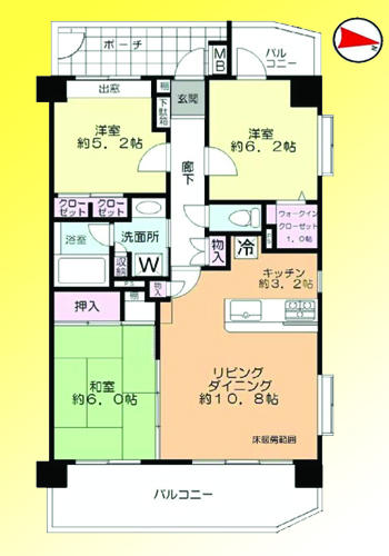 Floor plan. 3LDK, Price 28.8 million yen, Occupied area 70.43 sq m , Balcony area 16.84 sq m