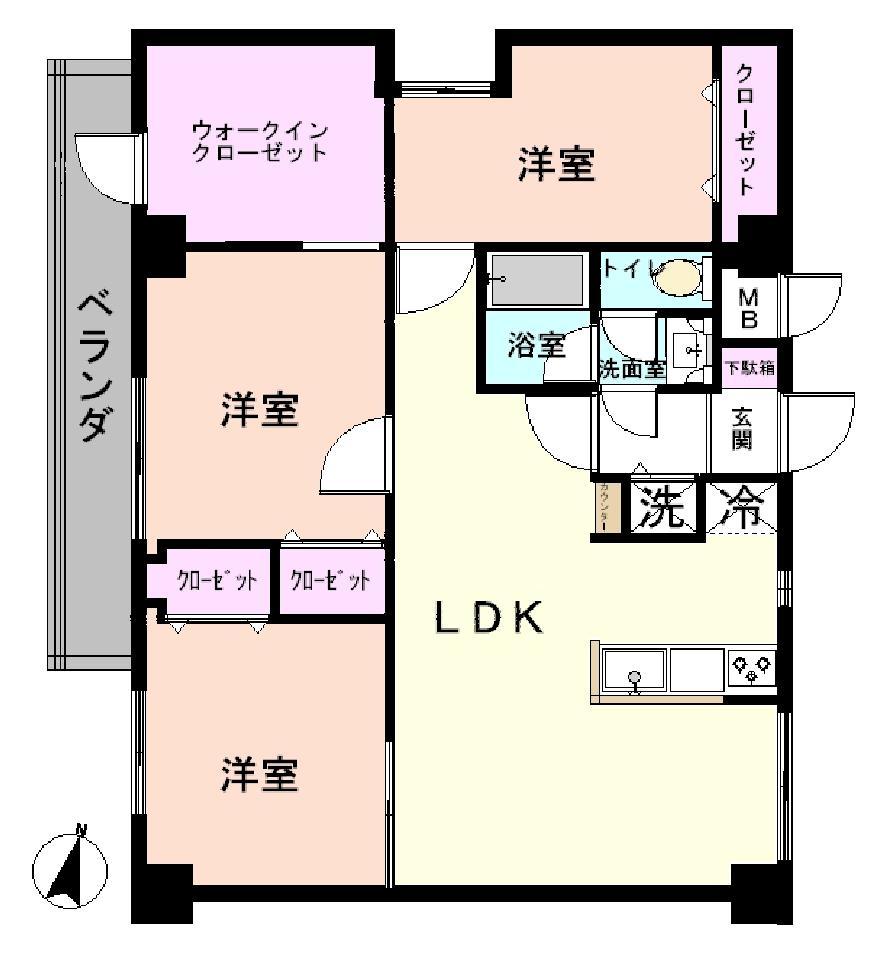 Floor plan. 3LDK, Price 24,900,000 yen, Occupied area 72.18 sq m , Balcony area 6.65 sq m ◆ Room 7 floor nice view. Interior full renovation Performed