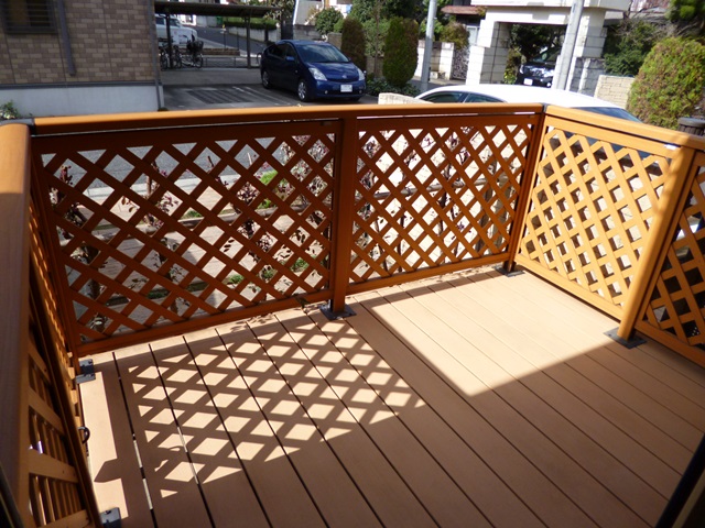 Balcony. The first floor living room of the wood deck terrace