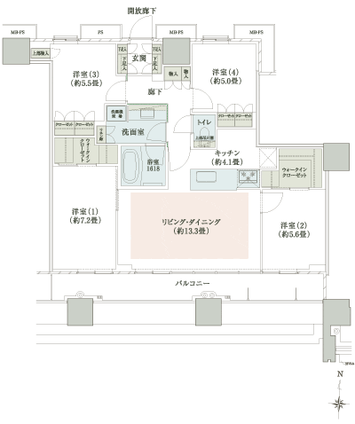 Floor: 4LDK + 2WIC, occupied area: 95.15 sq m, Price: 64,480,000 yen, now on sale
