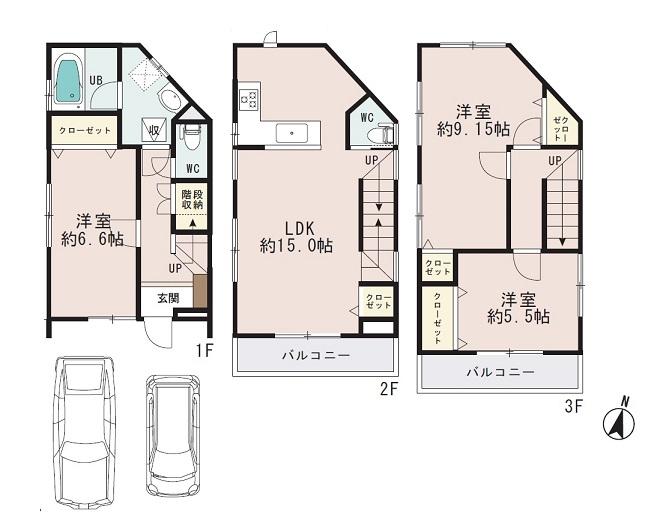 Floor plan. 29,800,000 yen, 3LDK, Land area 62.1 sq m , Building area 92.92 sq m