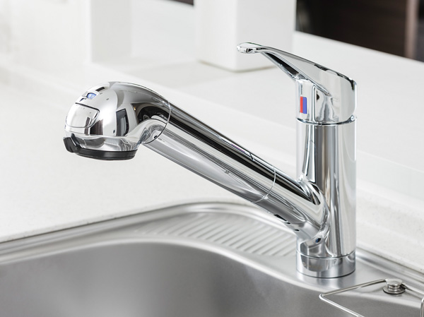 Kitchen.  [Water-saving function with water purifier integrated hand shower faucet] Hand shower faucet with a water purifier, In easy-to-use single-lever, With water-saving function.