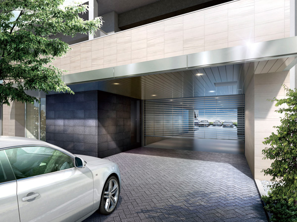 Shared facilities.  [Shutter gate Rendering] To the entrance of the parking lot, Set up a ring shutter gate by the electric. With consideration to the car of security by opening and closing of the remote control operation, Also enhanced status as a mansion.
