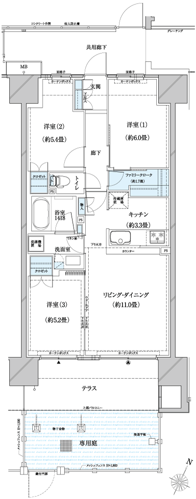 Floor: 3LDK, the area occupied: 68.1 sq m