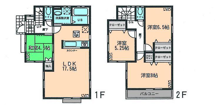 Floor plan. (1 Building), Price 38,800,000 yen, 4LDK, Land area 100.05 sq m , Building area 96.46 sq m