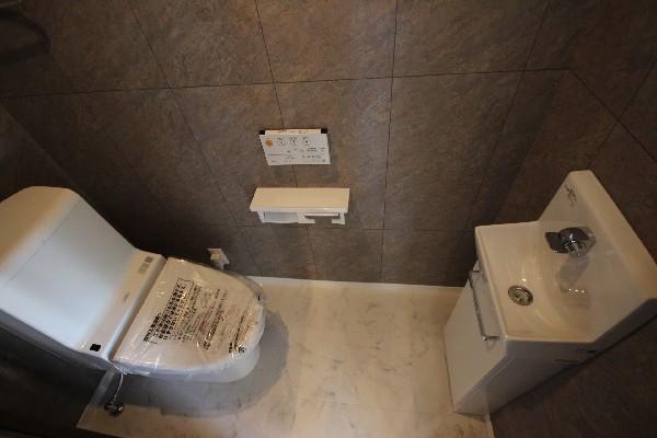 Toilet. Tankless toilet, mirror, Toilet with a clean feeling in the hand-washing, etc. fashionable