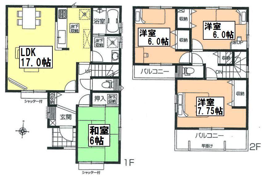 Floor plan. (5 Building), Price 29,800,000 yen, 4LDK, Land area 102.79 sq m , Building area 101.44 sq m