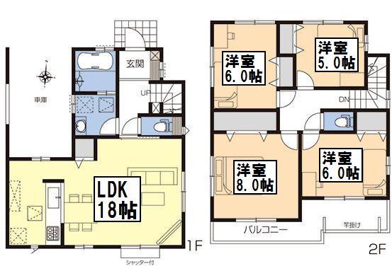 Floor plan. (9 Building), Price 28.8 million yen, 4LDK, Land area 101.15 sq m , Building area 113.44 sq m