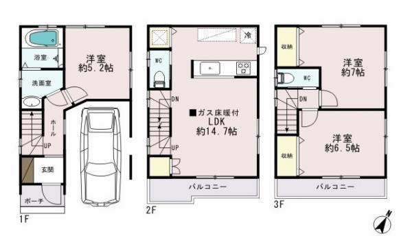 Floor plan. 31,800,000 yen, 3LDK, Land area 50 sq m , Building area 91.05 sq m