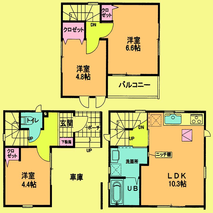 Floor plan. 19,800,000 yen, 3LDK, Land area 44.99 sq m , Building area 75.13 sq m located view in addition to this, It will be provided by the hope of design books, such as layout.