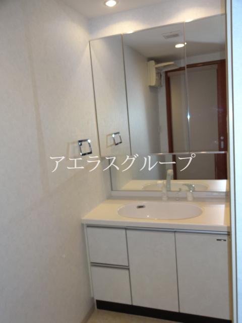 Washroom. Grooming check in a large mirror