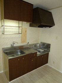 Kitchen. Two-burner gas stove installation Allowed