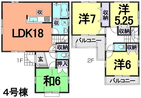 Floor plan. (4 Building), Price 31,800,000 yen, 4LDK, Land area 102.85 sq m , Building area 99.37 sq m