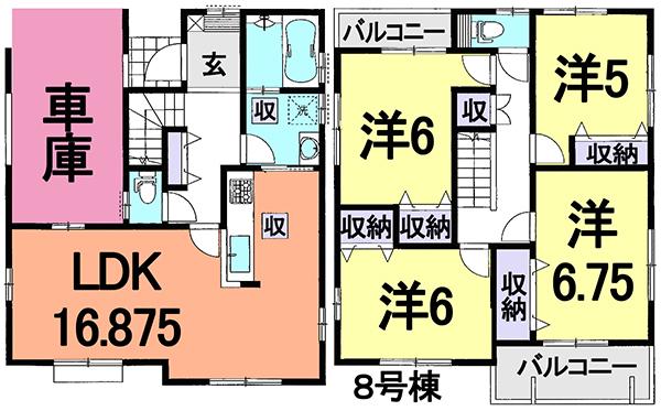 Floor plan. (8 Building), Price 26,900,000 yen, 4LDK, Land area 101.23 sq m , Building area 111.79 sq m