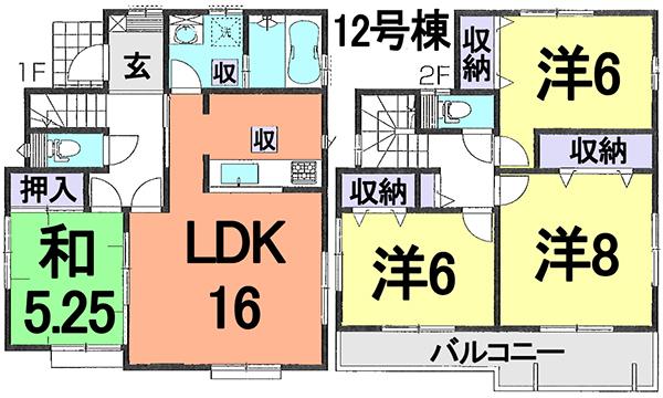 Floor plan. (12 Building), Price 29,900,000 yen, 4LDK, Land area 101.14 sq m , Building area 100.61 sq m