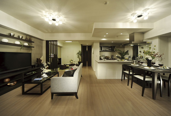 Living.  [living ・ dining ・ kitchen] The kitchen has adopted an open type in which to cherish the community. Born spread in space if you open the sliding door of a Japanese-style room, You can use both to suit the live people of style.