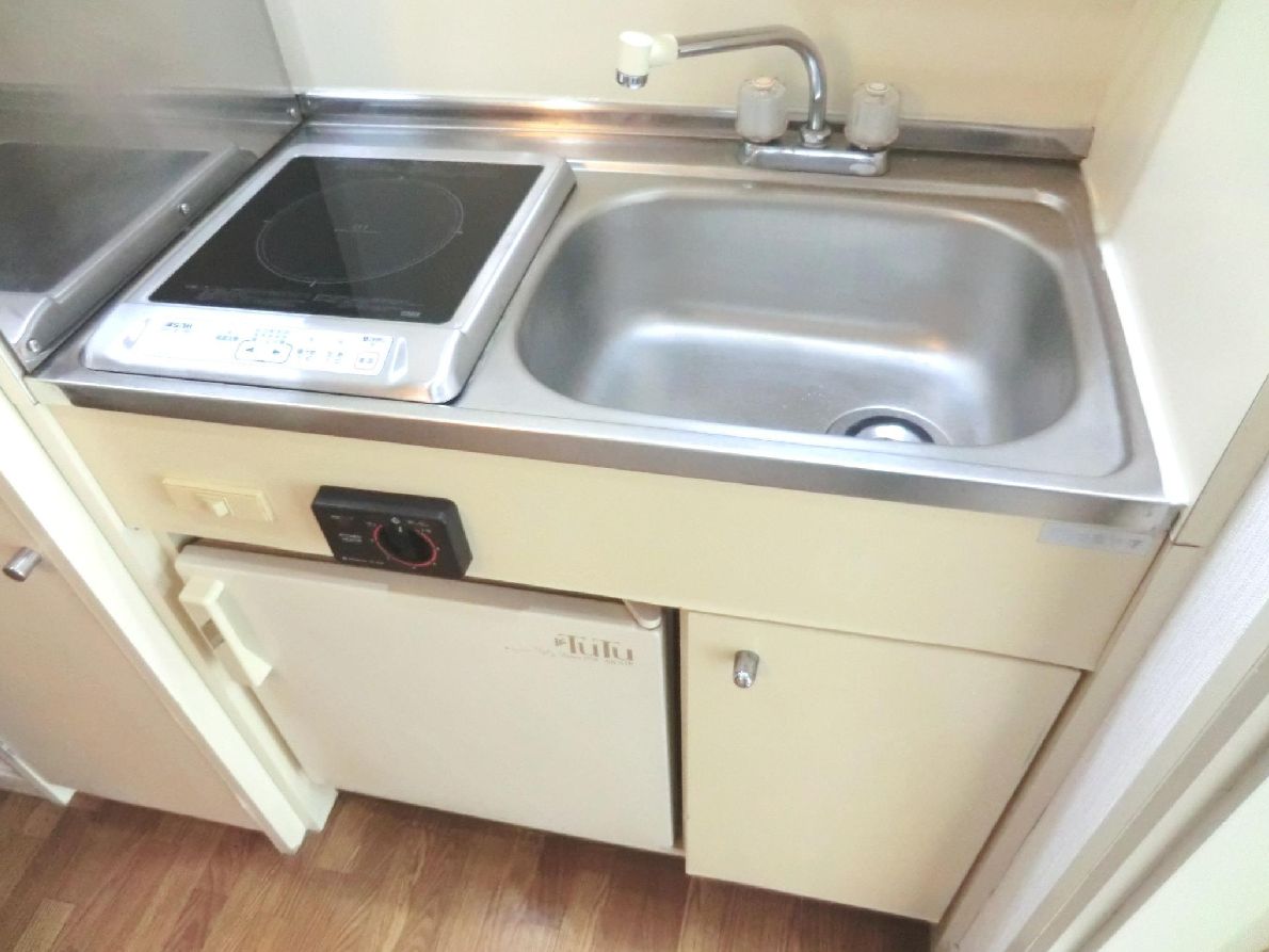 Kitchen. IH stove With a mini fridge