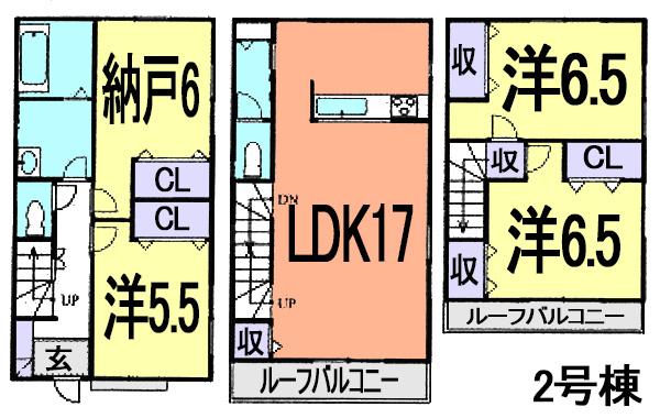 Floor plan. (Building 2), Price 29,800,000 yen, 4LDK, Land area 83.69 sq m , Building area 101.43 sq m