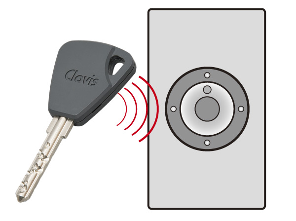 Security.  [Non-contact key system] It is possible to unlock the auto lock shared entrance with just holding the key leader, You can admission smoothly. (Conceptual diagram)