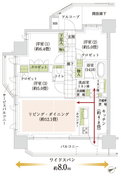 Floor: 3LDK, the area occupied: 73.3 sq m