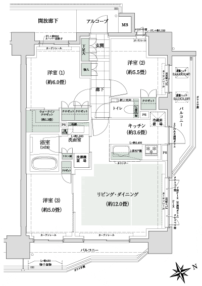 Floor: 3LDK + WIC, the occupied area: 70.24 sq m