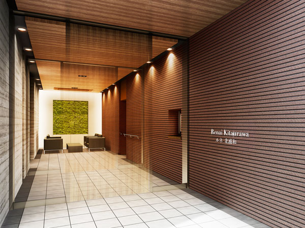 Shared facilities.  [Entrance Rendering] Walking the approach green and design wall to escort, Entrance Hall there is drifting flavor of Yingbin. It looks conspicuously from catching on that front, It is a vivid green wall that decorate the space. People that the moisture is live, It gives healing to people who visit.