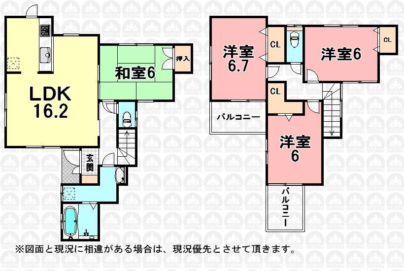 Floor plan. (Building 2), Price 45,800,000 yen, 4LDK, Land area 110 sq m , Building area 96.05 sq m