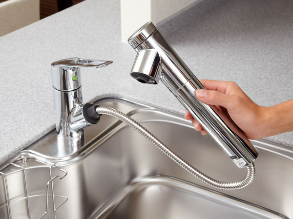 Kitchen.  [Water purifier integrated shower faucet] Built-in type with Fushiyu function that does not impair the appearance of the kitchen. It can be done dishes with clean water.