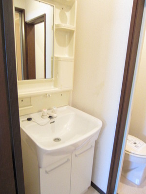 Washroom. It comes with a rack that can hold small items