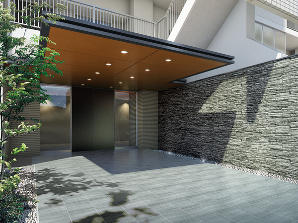 Buildings and facilities. Entrance approach Rendering