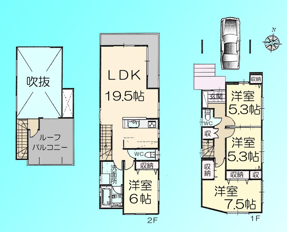 Floor plan. 44,800,000 yen, 4LDK, Land area 91.06 sq m , Building area 114.1 sq m