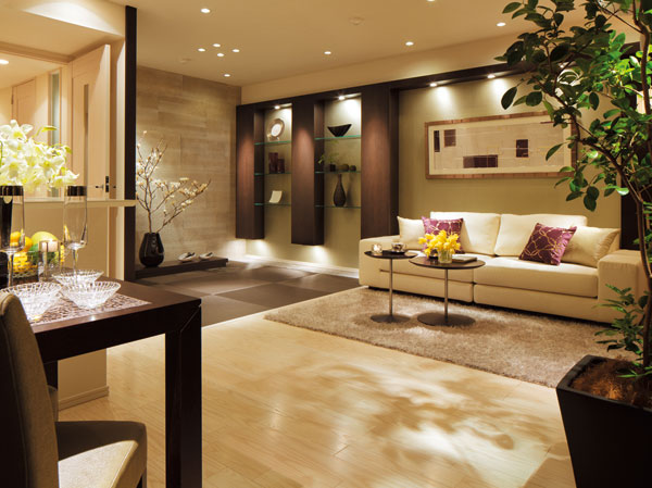 Living.  [living ・ Dining (W-75O type)] In warmth full of space, Admire the slowly flowing time. Luxury ivory interior, which is decorated in soft tones. Also dazzling sunlight, Also light of gently illuminate the moon, It is a healing space each other melted comfortably.