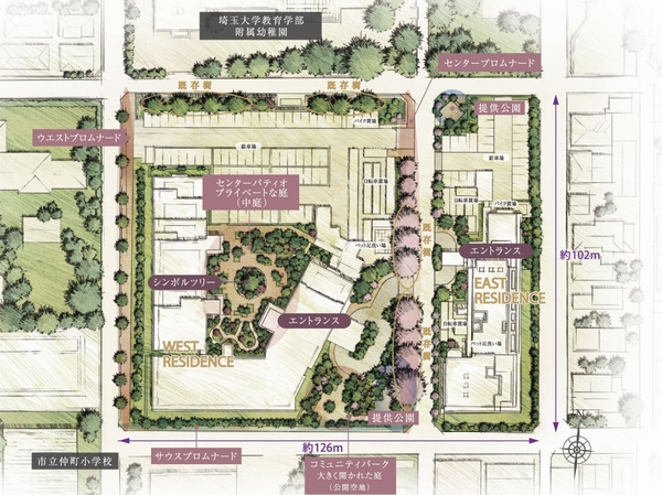 Site placement ・ Peripheral illustrated map (in fact a somewhat different in those that caused draw based on the drawings of Aerial and planning stage)