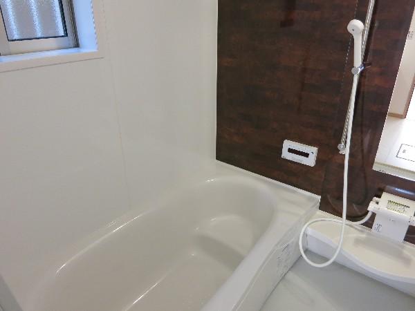 Bathroom. A spacious bathroom of natural shades to produce a healing time.