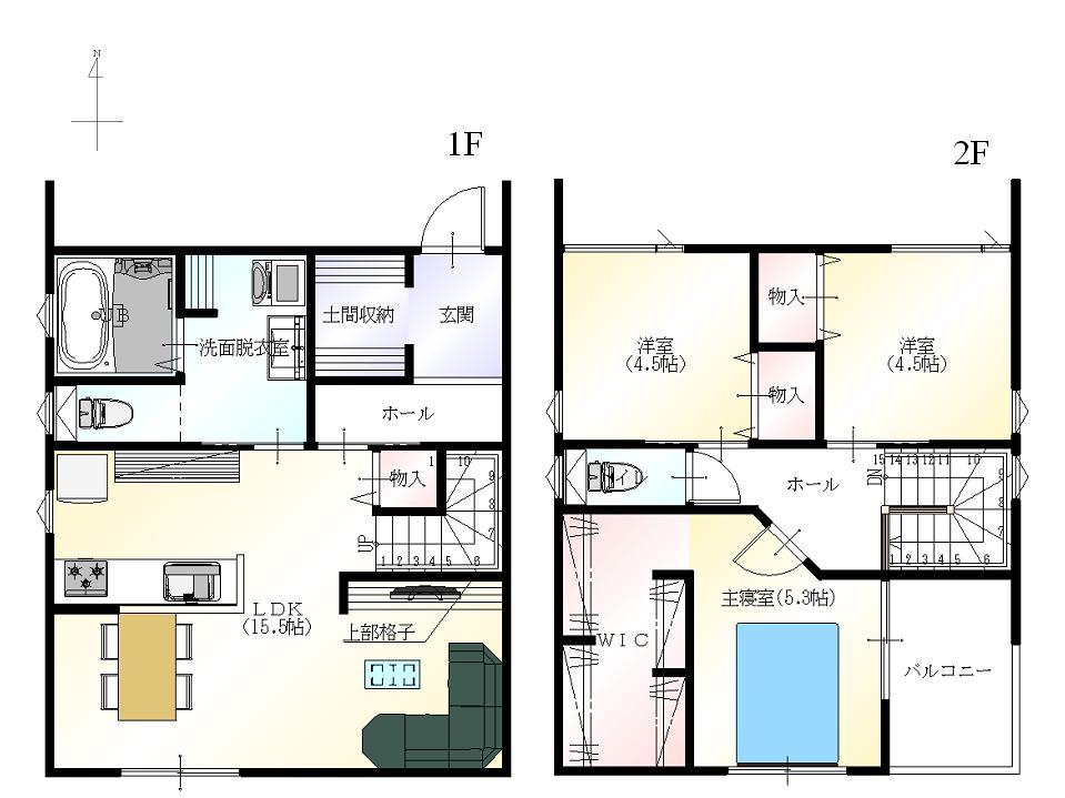 Building plan example (floor plan). Porras group Poratekku Co. building plan example Building price / 16,750,000 yen + tax, Building area / 92.74 sq m , Construction area / 102.18 sq m