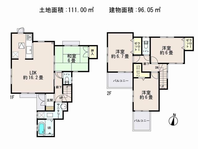 Floor plan. (2), Price 45,800,000 yen, 4LDK, Land area 110 sq m , Building area 96.05 sq m