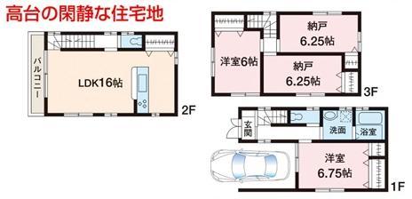 Floor plan. 31,800,000 yen, 2LDK + 2S (storeroom), Land area 67 sq m , It is a residential area of the building area 107.63 sq m south road. Is a very quiet place so you go in from the main road.