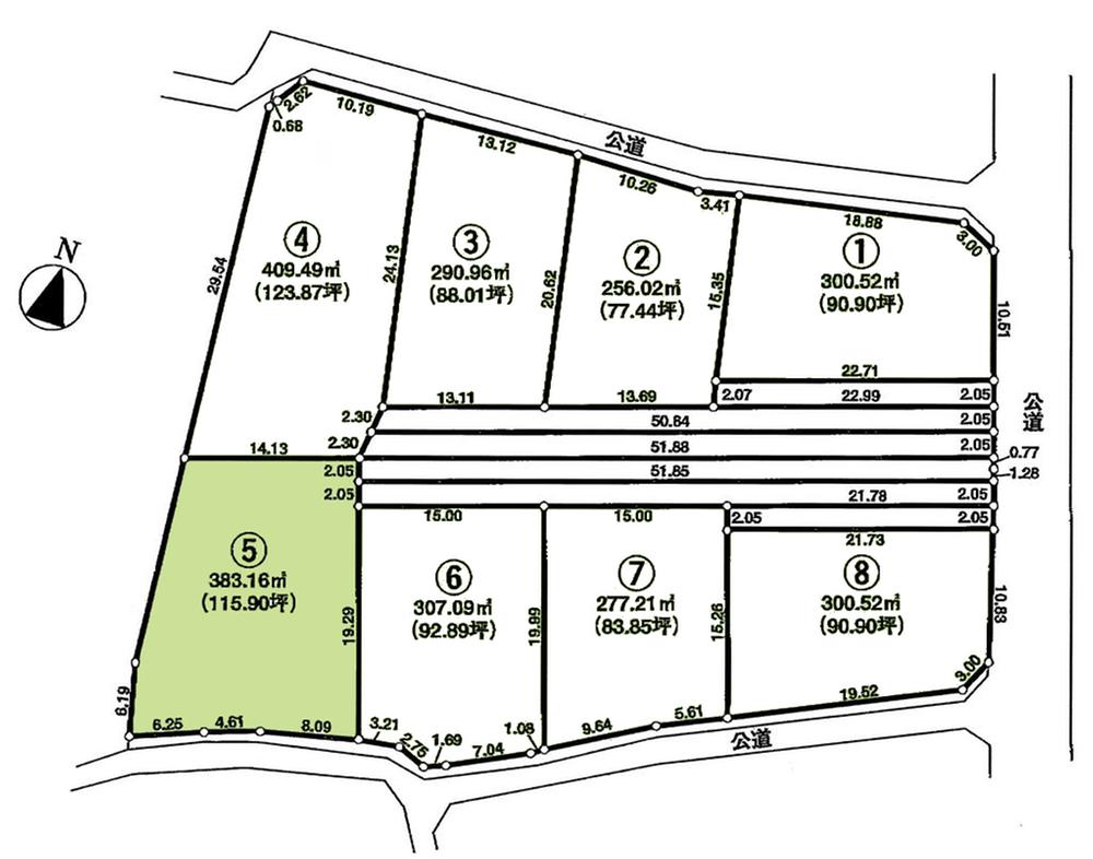 Compartment figure. Land price 9.5 million yen, Land area 383.16 sq m