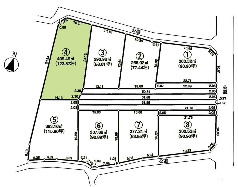 Compartment figure. Land price 9.5 million yen, Land area 409.49 sq m