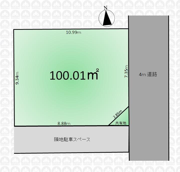 Compartment figure. Land price 11,350,000 yen, Land area 100.01 sq m