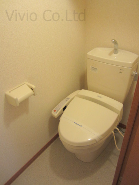 Toilet. It is with warm water washing toilet seat.