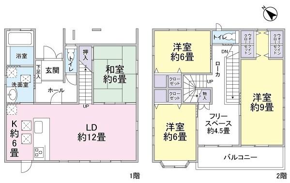 Floor plan. 42,500,000 yen, 4LDK, Land area 182.69 sq m , Building area 125.86 sq m all-electric homes. Is on the second floor about 4.5 tatami mats of free space. About 10 tatami Grenier. Floor heating standard equipment.
