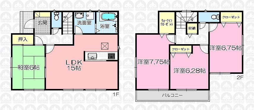 Floor plan. 26,800,000 yen, 4LDK, Land area 100.33 sq m , Building area 99.77 sq m